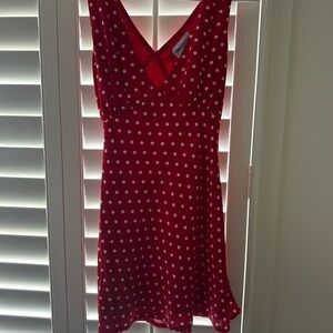 Princess Polly Red Polka Dot Dress with White Dots